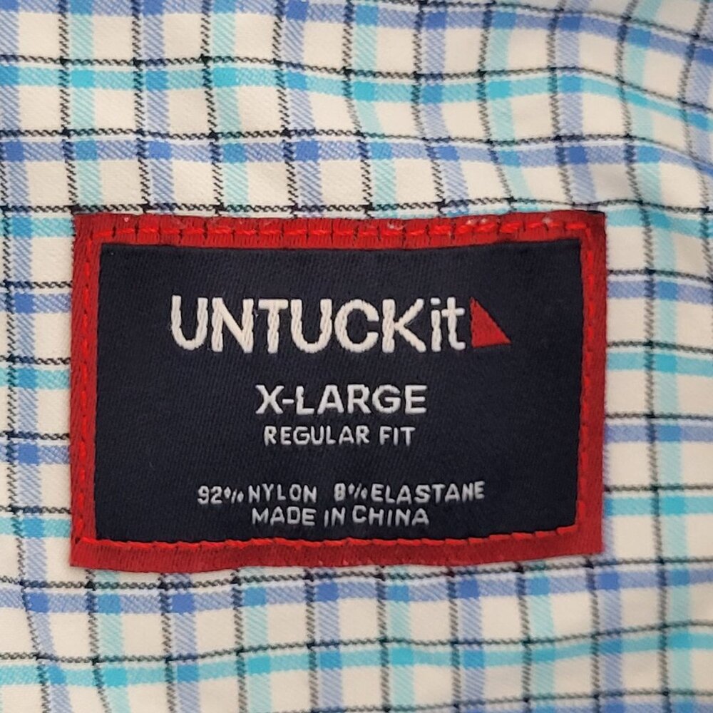 Untuckit Lopez-Perf Tea Plaid Button Down Shirt Mens Size XL Regular Fit - Picture 6 of 9